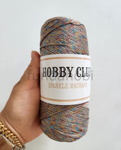Hobby Club Sparkle Simli Polyester Makrome İpi 200 gr Vizon