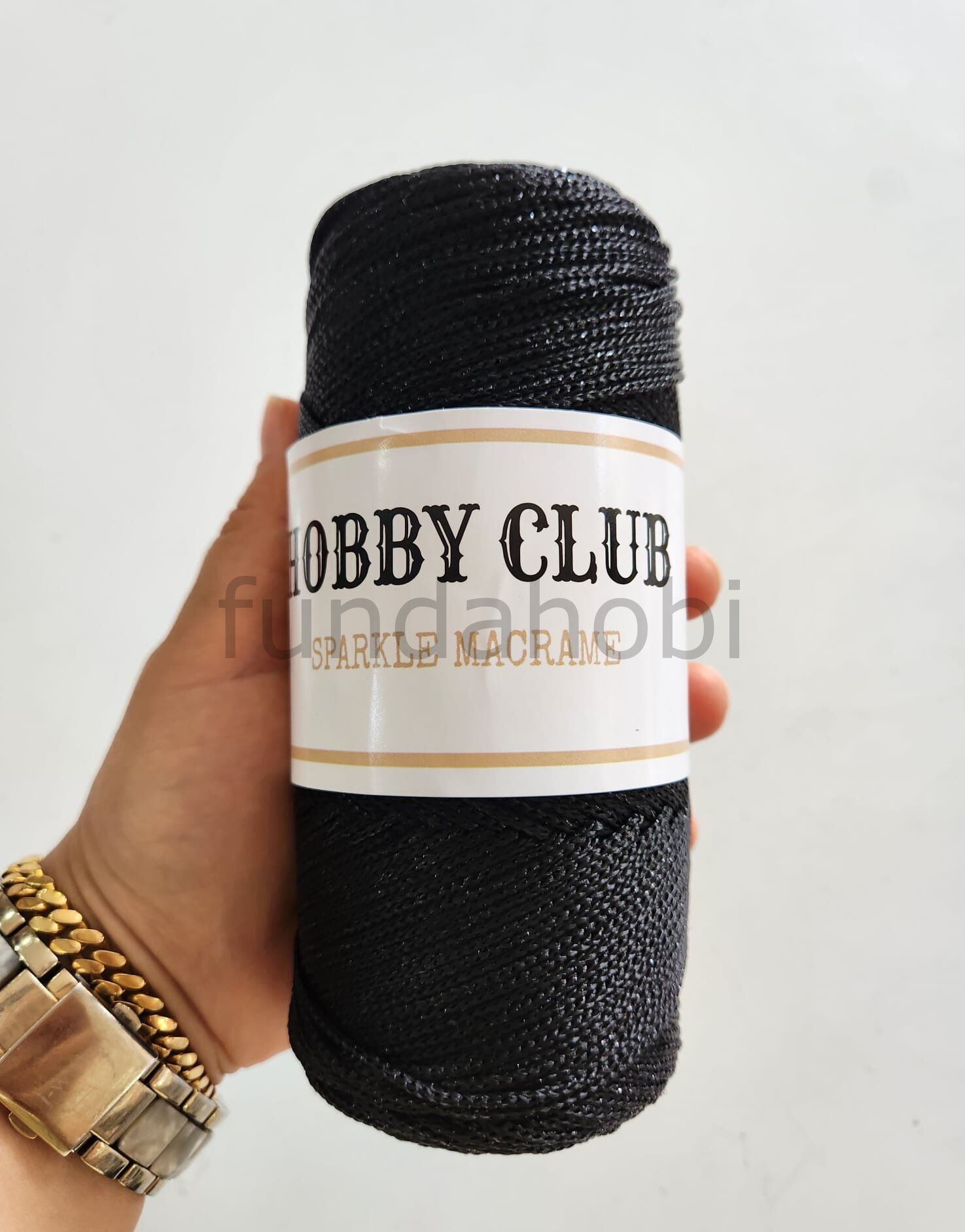 Hobby Club Sparkle Simli Polyester Makrome İpi 200 gr SİYAH