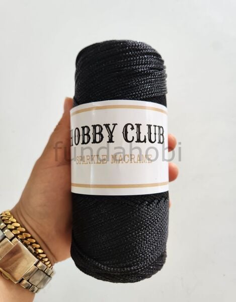 Hobby Club Sparkle Simli Polyester Makrome İpi 200 gr SİYAH
