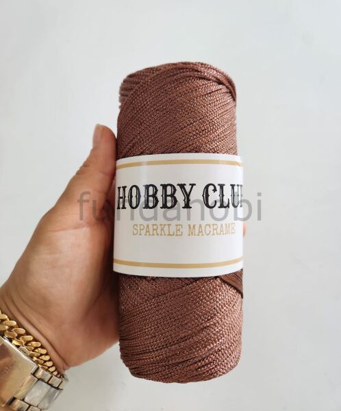 Hobby Club Sparkle Simli Polyester Makrome İpi 200 gr KAHVERENGİ
