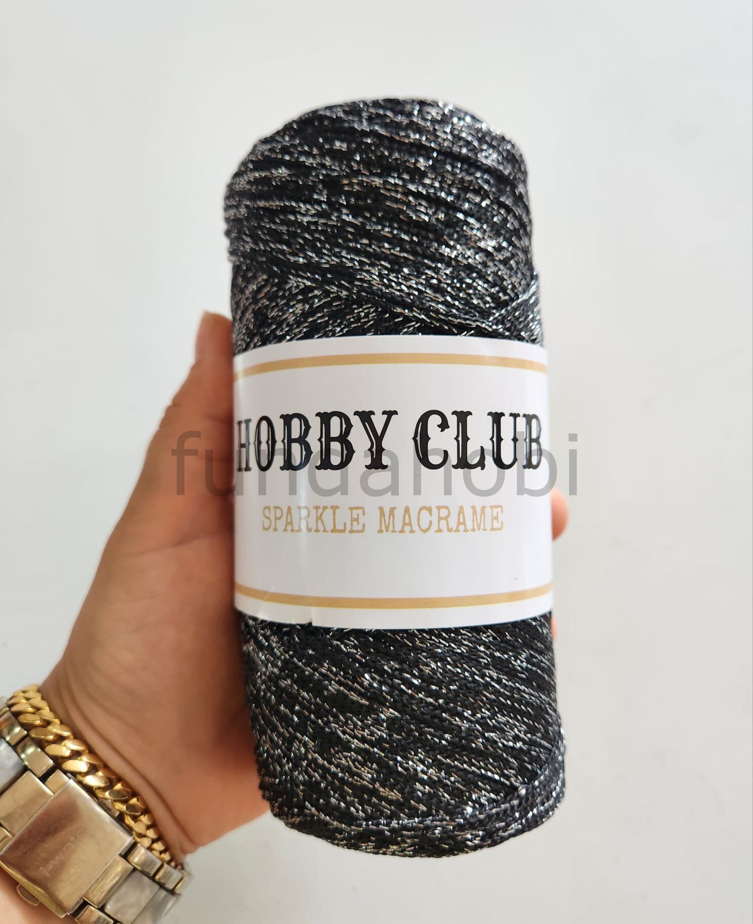 Hobby Club Sparkle Simli Polyester Makrome İpi 200 gr Füme