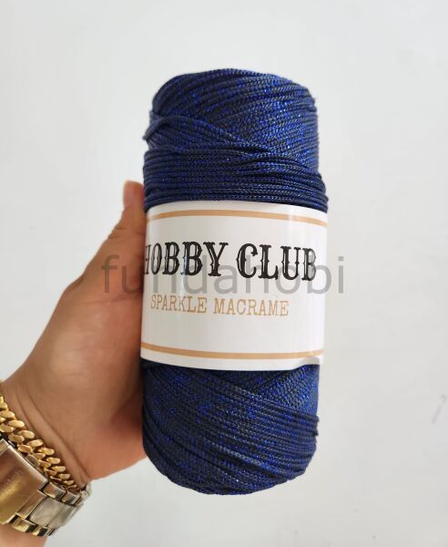 Hobby Club Sparkle Simli Polyester Makrome İpi 200 gr Lacivert