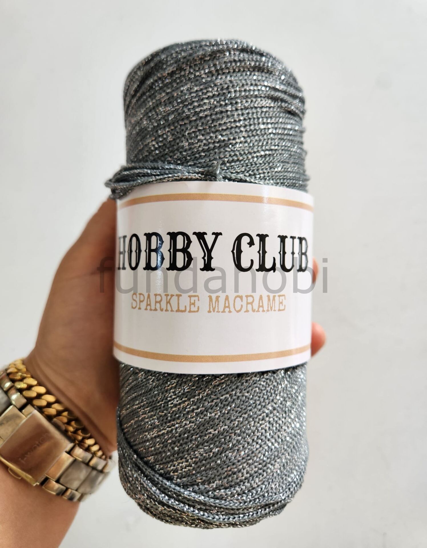 Hobby Club Sparkle Simli Polyester Makrome İpi 200 gr Mavimsigri simli