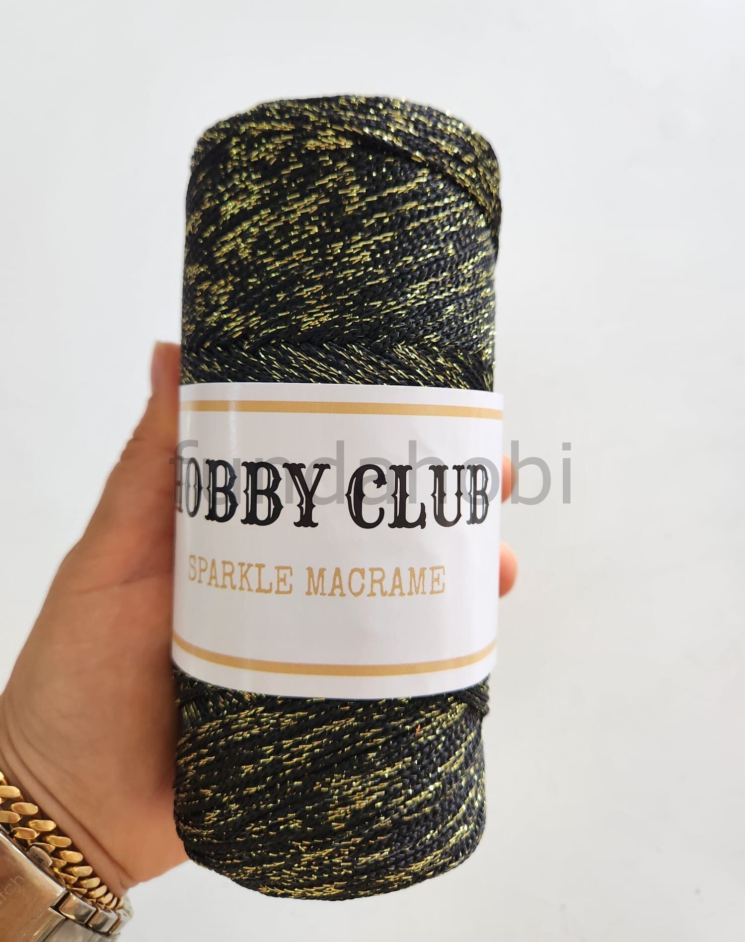 Hobby Club Sparkle Simli Polyester Makrome İpi 200 gr SarıSiyah