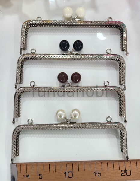 Boncuklu Metal Burs-Gri 20 cm