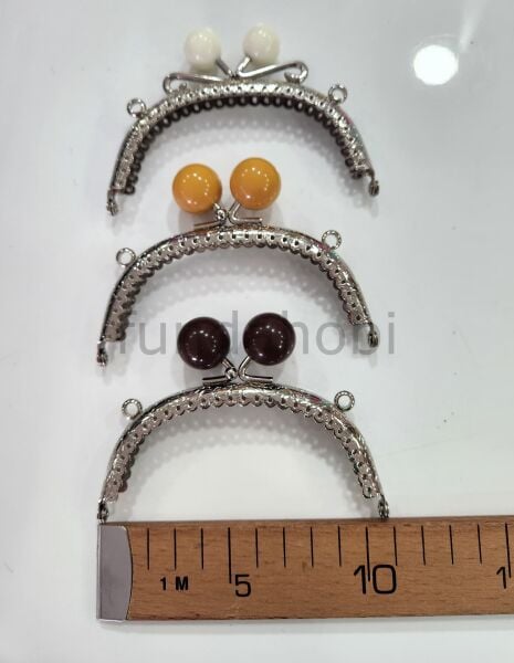 Boncuklu Metal Burs-Gri 10 cm