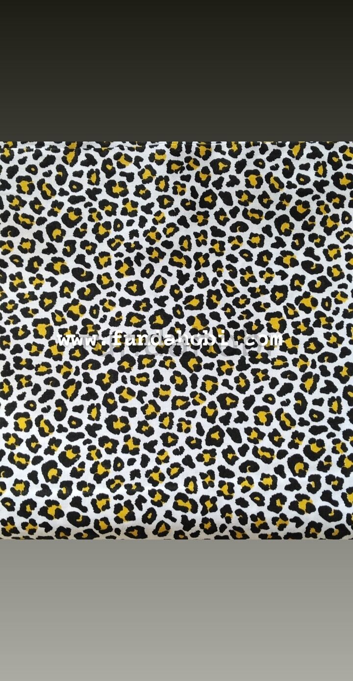 Sarı Leopar Desen Poplin Kumaş