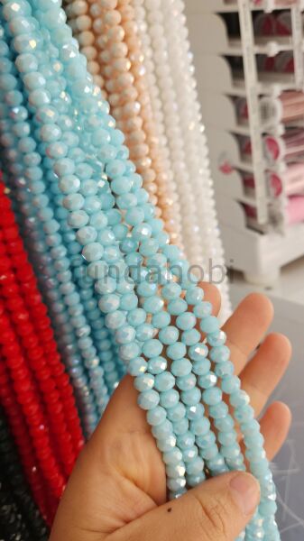 8 mm Faset Kesim Kristal Cam Boncuk - Mat Seri (1 Dizi)