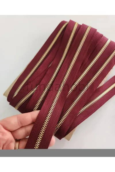 Çanta Fermuarı-Gold Demir Diş Bordo 50 cm Başlıklı