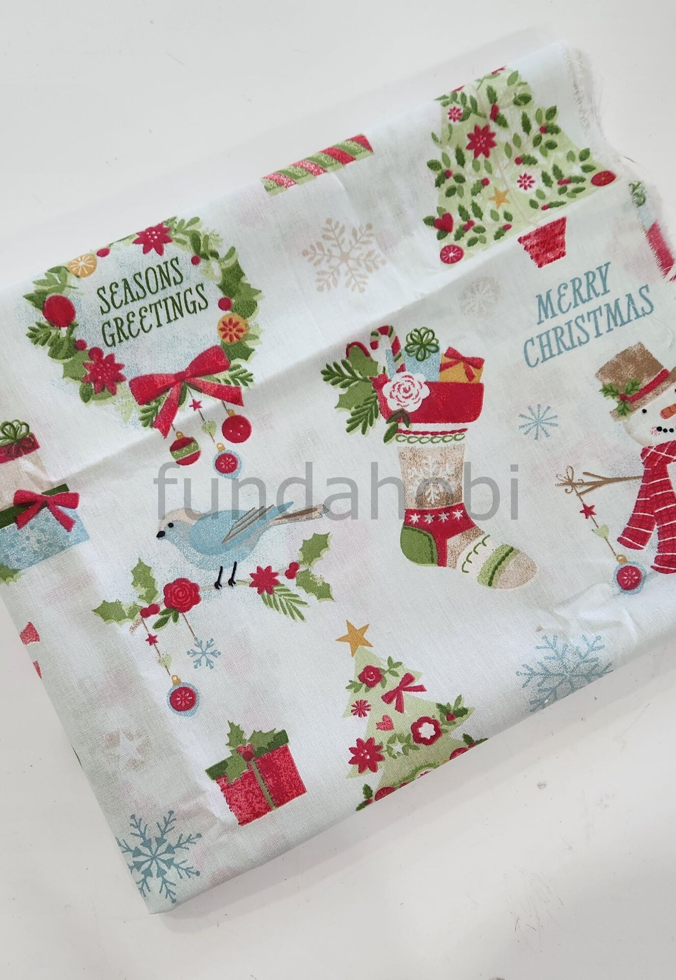 Yılbaşı Desen Poplin Kumaş (50x80cm ) merry christmas