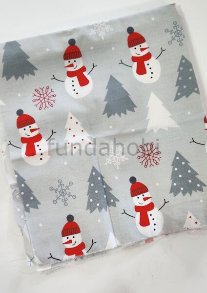 Yılbaşı Desen Poplin Kumaş (50x80cm ) kardan adam