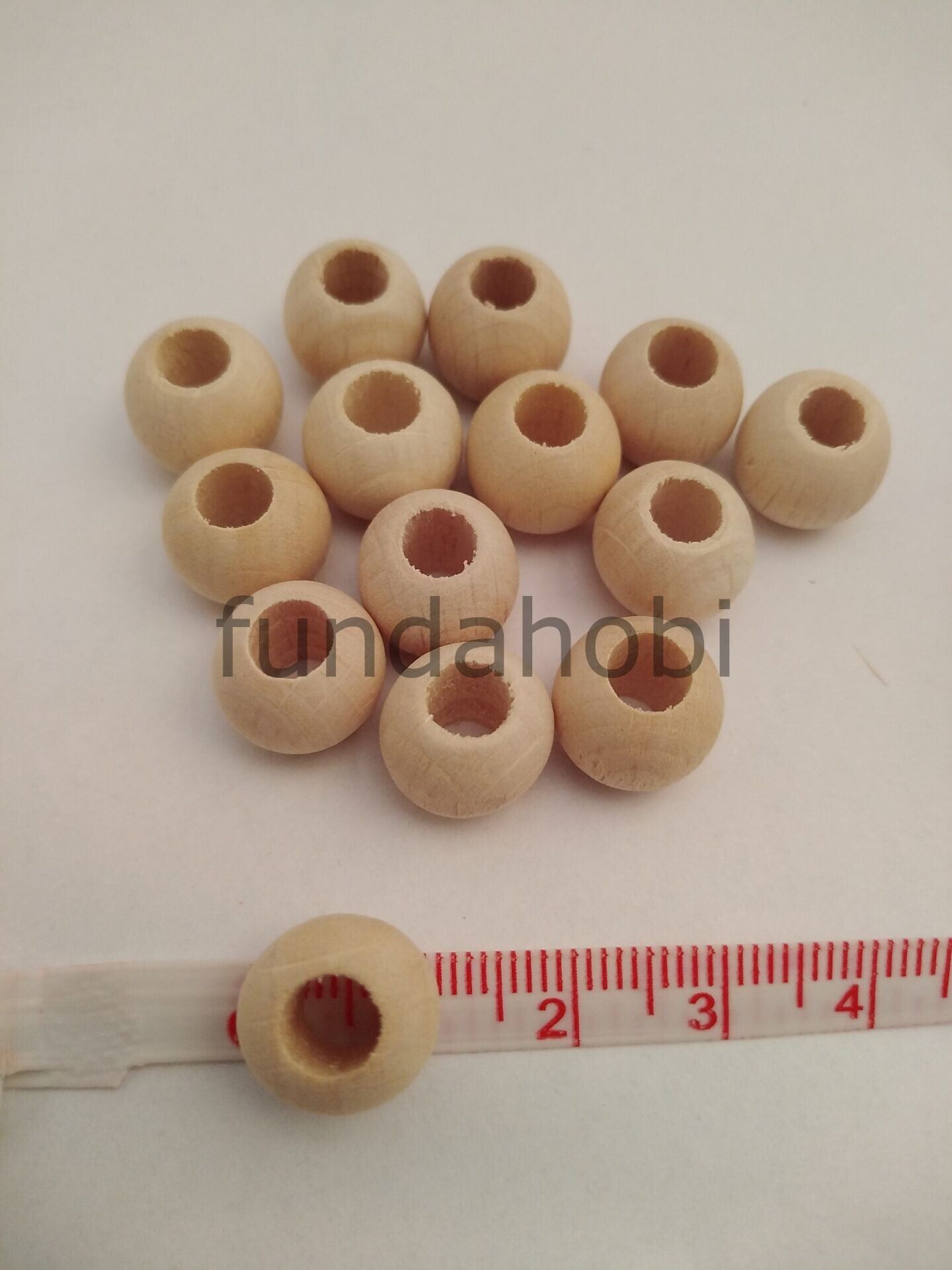 Geniş Delikli Ham Ahşap Makrome Boncuğu 12 mm 30 gr