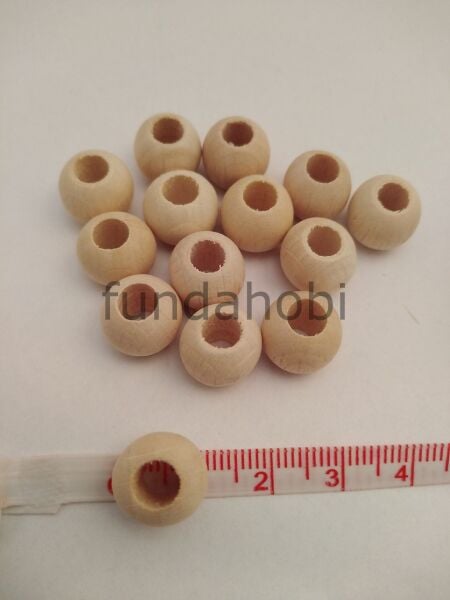 Geniş Delikli Ham Ahşap Makrome Boncuğu 12 mm 30 gr