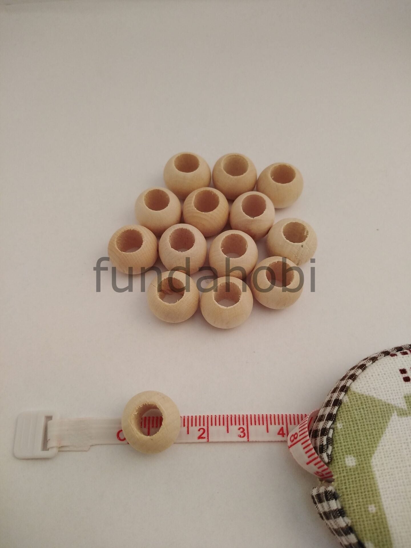 Geniş Delikli Ham Ahşap Makrome Boncuğu 14 mm 30 gr