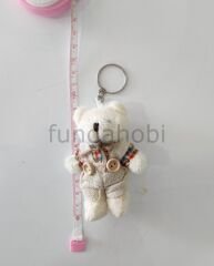 9 cm Kıyafetli Erkek Peluş Ayıcık - Kırmızı Ekose