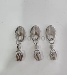 Fermuar Başlığı -Gri Oval  (Plastik diş fermuarlar İçin alınız)