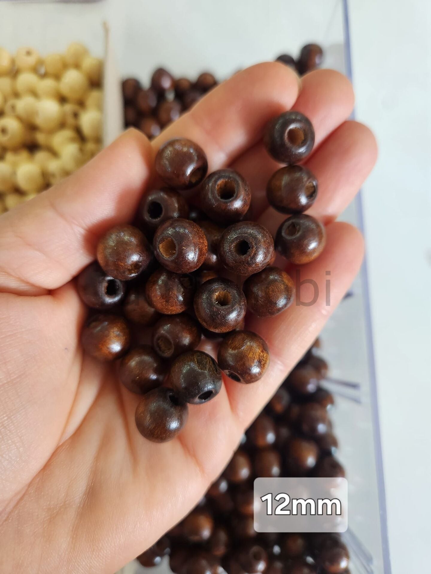 12 mm Doğal Ahşap Boncuk - Renkli ve Ham Makrome Boncuğu (Renk Seçenekli)25gr KAHVERENGİ