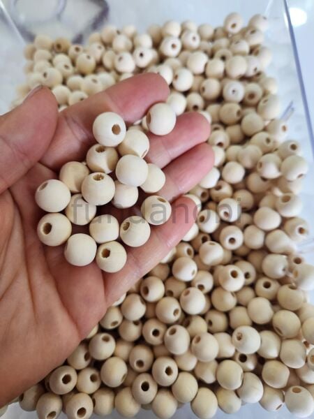 Doğal Renk Ahşap Boncuk 12 mm - Emzik Zinciri ve Çanta Yapım Boncuğu