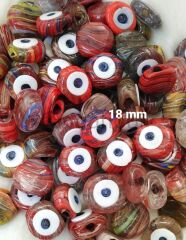18 mm KırmızıEbruli Danagözü Cam Nazar Boncuğu