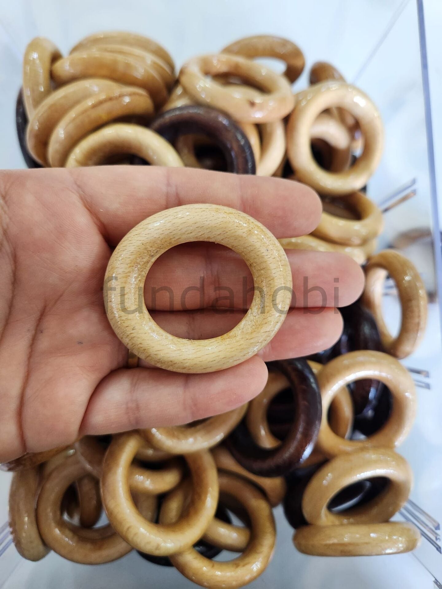 50 mm Cilalı Ahşap Halka (5 cm) ham renk (1 adet)