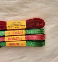 10mm Simli Saten Kurdele (Yeşil)