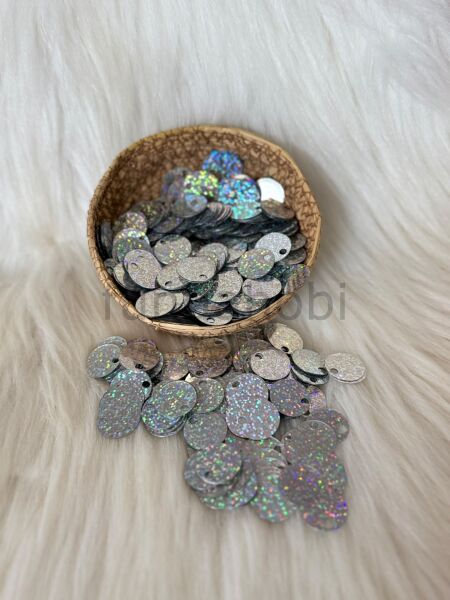 Çanta Pulu- 2 cm Geniş Delikli Patik Ve Süsleme Payeti-(Gold,Gümüş,Siyah Renkler) Parlak Simli Gri