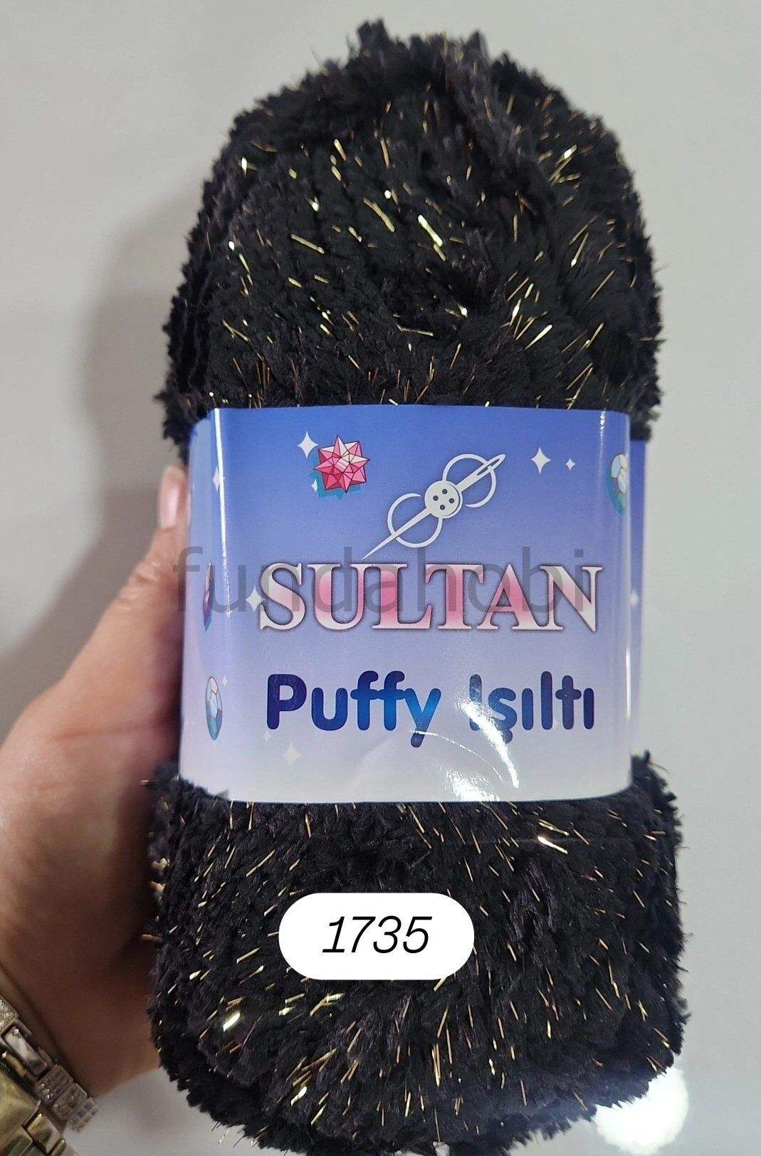 Sultan Puffy Işıltı Peluş İp 1735 siyahgold