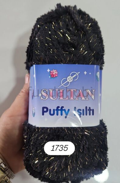Sultan Puffy Işıltı Peluş İp 1735 siyahgold
