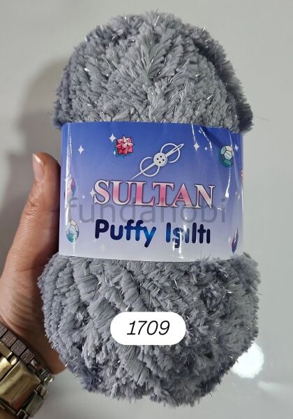 Sultan Puffy Işıltı Peluş İp 1709 gri
