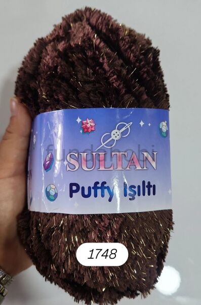 Sultan Puffy Işıltı Peluş İp 1749 kahve