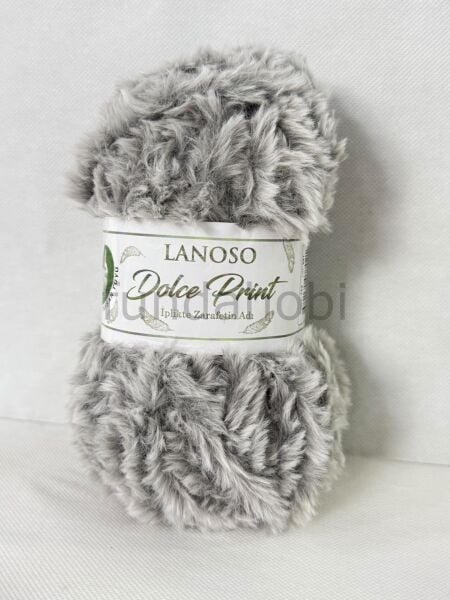 Lanoso Dolce Print Kendinden Desenli Tavşan Tüyü El Örgü İpi 712.BEIGE PRINT