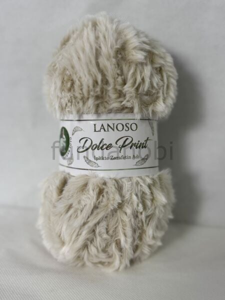Lanoso Dolce Print Kendinden Desenli Tavşan Tüyü El Örgü İpi 712.BEIGE PRINT