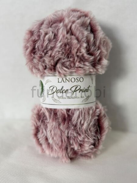Lanoso Dolce Print Kendinden Desenli Tavşan Tüyü El Örgü İpi 726.PINK PRINT