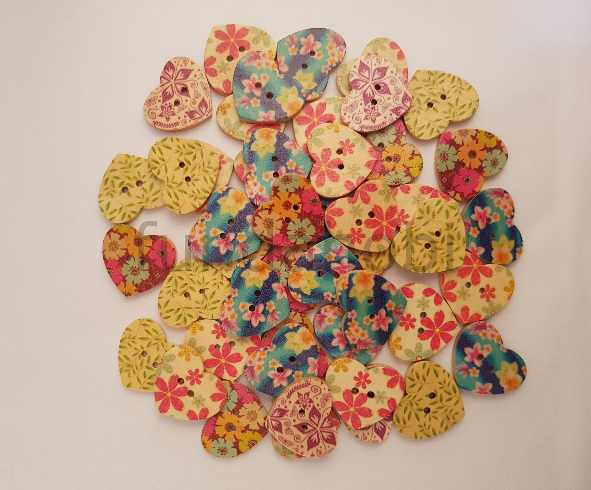 25 mm Desenli Kalp Düğme