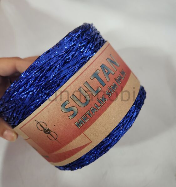 Sultan Metalik Kağıt İp SaksMavi