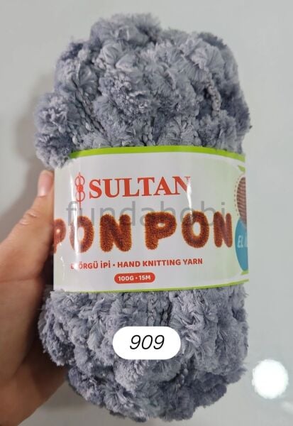 Sultan PonPon İp (Dut İp) 909 Mavimsi Gri