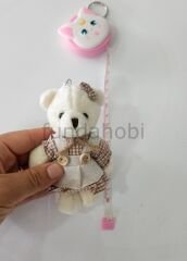 12 cm Kıyafetli Kız Peluş Ayıcık (Ekose-TenRengi Krem)