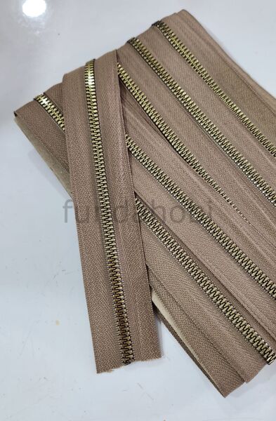 Gold Plastik Diş Metrelik Fermuar -Vizon