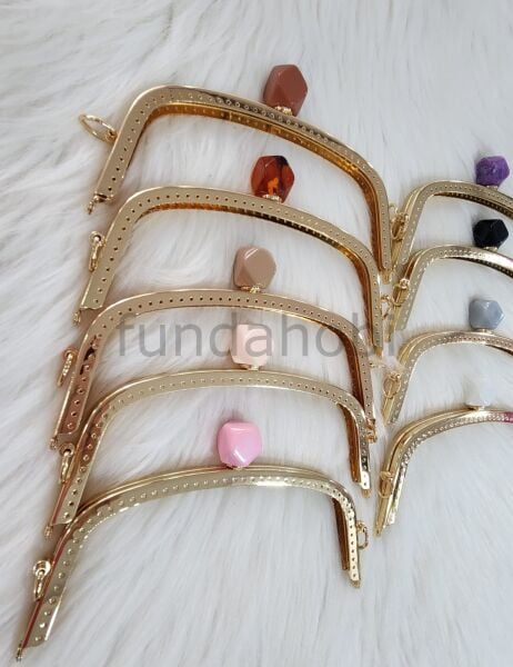 Boncuklu Metal Burs -Gold