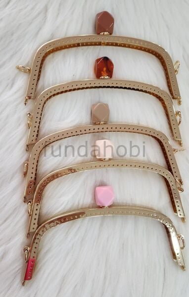 Boncuklu Metal Burs -Gold