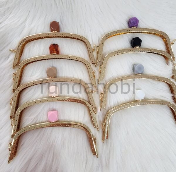 Boncuklu Metal Burs -Gold