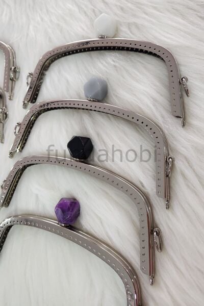 Boncuklu Metal Burs -Gümüş