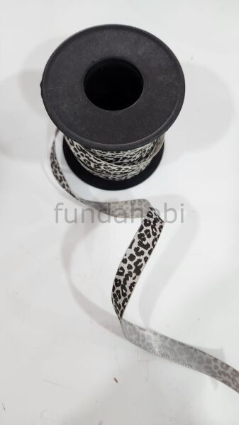 Leopar Saten Kurdele 1 cm Siyah
