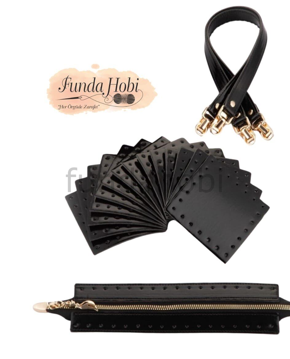 Kare Parçalı Çanta Seti SİYAH