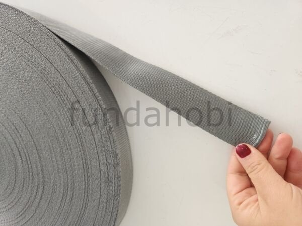 Şerit Kolon Polyester Çanta Askısı 4 cm -Füme