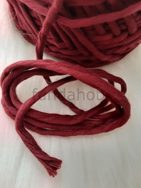 Bordo Pamuk Makrome İpi 3mm