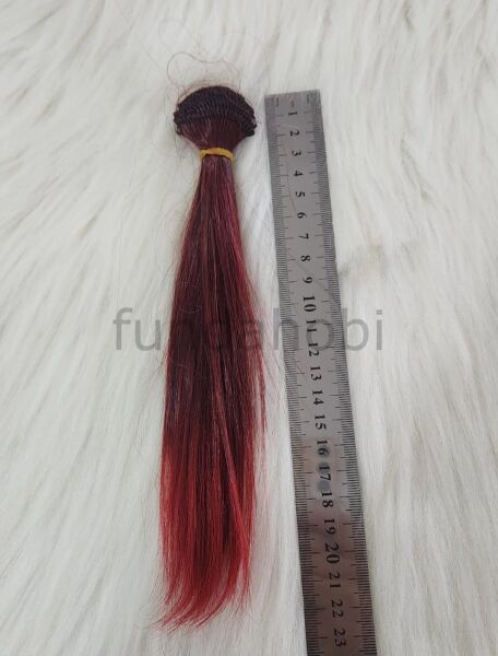 Amigurumi Sentetik Düz Saç Kızıl Siyah