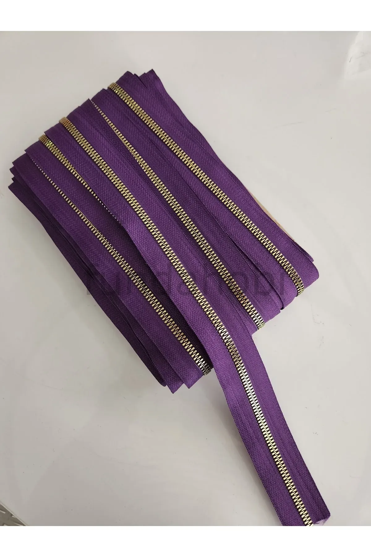Gold Plastik Diş Metrelik Fermuar -Mor