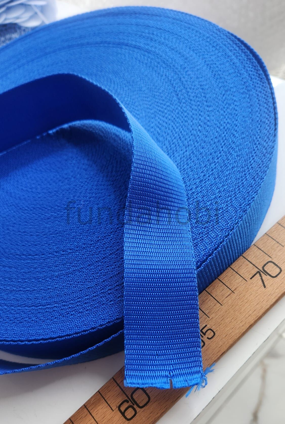 Şerit Kolon Polyester Çanta Askısı 4 cm -Mavi