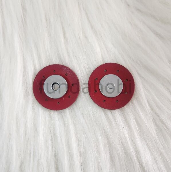 Dikmeli Deri Çıtçıtlar (Gümüş detaylı) Kırmızı